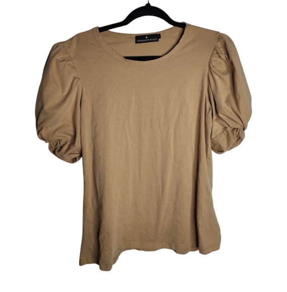 Pomander Place Tuckernuck Vesty Puff Sleeve Top size L Tan - Picture 1 of 9